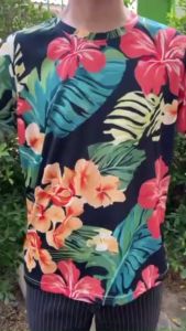 เสื้อพิมพ์ลายฮาวายเนื้อผ้ากีฬาไมโคร ผิวเรียบเกรดพรีเมียม  สวมใส่สบายไม่ร้อน ผิวสัมผัสนุ่มลื่น เนื้อผ้าระบายอากาศได้ดี
