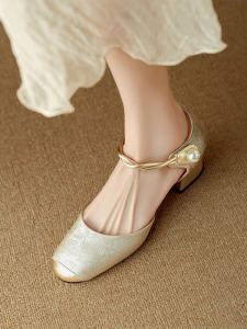 Giày Sandal Nữ Mùa Hè Phong Cách Trung Hoa Thời Trang Giày Dài Đến Mắt Cá Chân Bền Nhựa Đế Bệt Cao Su Giày Thường Ngày