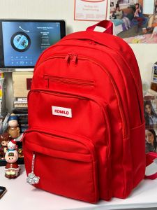 Schoolbag Female College Student South Korea Large Capacity Multi-Layer Design High School Student Campus Backpack Red Treasure Backpack
