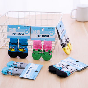4Pcs Dog Socks Cute Pet cat Anti-Slip socks