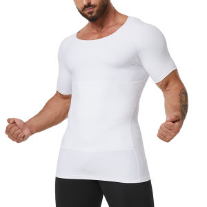 Tummy Control Undershirts For Mens Slimming Body Shaper Gynecomastia White Compression Tanks Tops