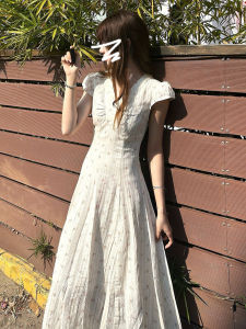 Karrar betsey | V-Neck Floral Cinched Waist Dress White