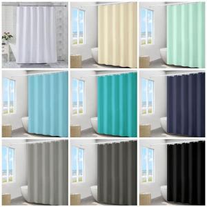 Solid Color Water-Resistant Anti-Mildew Punch-Free Shower Curtain