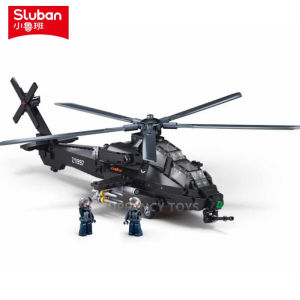 Sluban | Sluban 419PCS Military Gunship Helicopter Low Altitude Hegemon Model Building Blocks Educational Toys for Children
