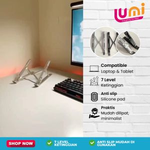 Dudukan Penyanggah Laptop Stand Portable Holder Lipat Notebook Tatakan Ipad Bahan Aluminium Alloy Single Adjustable Folding Tablet Kuat Kokoh Ringan