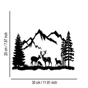 CIFbuy | CIFbuy 2D Flat Hollow Metal Wall Sign Elk Forest Abstract Art Iron Decor for Home Living Room Bedroom Kitchen Office Patio Shop