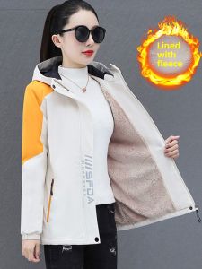 Womens Fleece Lined Thickened Autumn Winter Jacket Coat Loose plus Size Brand Cotton Top Trendy Zipper Closure Long Sleeve