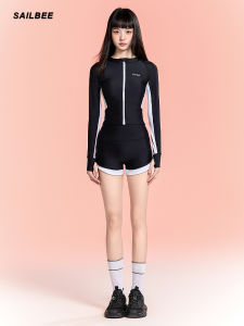 Womens Sunscreen Swimsuit Conservatively Thin Separates Diving Suit Snorkeling Dive Skin Surfing Suit Long Sleeves Pants Hot Spring Swimsuit