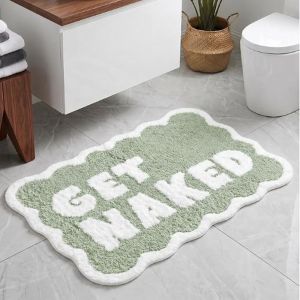 VIKAMA You Look Good Bath Mat Pink Wavy Print Absorbent Non Slip Bathroom Rug For Shower Tub Toilet Floor Fun Trendy Home Decor