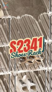 Oxihom Rak Sepatu Aesthetic Transparan Rak Sepatu Susun Minimalis Stainless Steel Besi Plastik Lemari Sepatu Susun