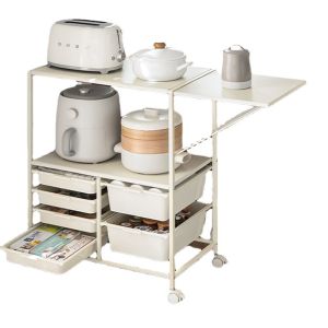 Rolling Kitchen Storage Cart Carbon Steel Trolley Organizer with Multi-Layer Shelves Mobile Rack Multi-Functional Handcart Cabinet for Kitchen Living Room Bedroom Heavy Duty Waterproof Quick Assembly Scratch Resistant