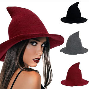 Halloween Witch Hat Long Point Hat Knitted Cap for Women Halloween Party Hat Magical Hat Festival Party Cosplay Decoration