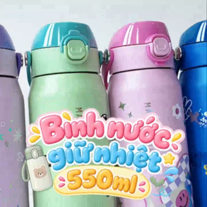 Bình Nước Giữ Nhiệt CharmPOP Sip & Sprout 550ml Marcus & Marcus – Xanh Ô-liu Kèm 4 Charm Trang Trí