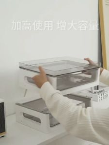 Desktop Organizer Drawer Multi-functional Transparent Storage Cabinet with Pull Out Design Storage Shelf Tea Room Dust-Proof Storage Box Cup Holder Kitchen Organize Essentials