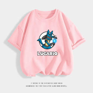 Bandai | Boys Pokémon Short-Sleeved T-Shirt Trendy Casual Cotton Round-Neck Design Anime Joint-Venture Childrens Fashion