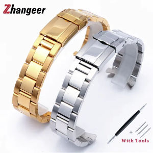 Zhangeer 20mm Dây đeo đồng hồ bằng thép không gỉ cho r-olex người đàn ông quý ông Daytona GMT submariner màu xanh lá cây submariner Đen nước ma Đồng hồ đeo tay không thấm nước Dây đeo với các công cụ