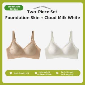 Breathable Small-Bust Support Seamless 3D Underwire Bra Lace-Back Design