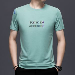 ROMON | Lormen Mens Short Sleeve T-Shirt Summer Thin Casual Round Neck Print Ice Silk Half Sleeve Fashionable Loose Fit Urban Style