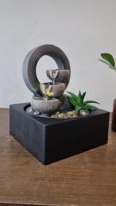 น้ำพุตั้งโต๊ะ รหัส1236129L-1 น้ำพุฮวงจุ้ยแต่งบ้าน ตั้งโต๊ะทำงาน น้ำตกจำลองเสริมฮวงจุ้ย ของขวัญมงคล