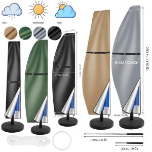 ที่คลุมร่มสนามแบบกลางแจ้งกันน้ำทรงกล้วยตรงเหมาะกับร่มกันแดดถึง12-14ฟุต