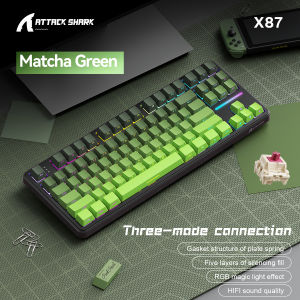 ATTACK SHARK | ATTACK SHARK X87 Custom Mechanical Keyboard Wireless Bluetooth RGB Hot Swappable Side Engraved Keycaps Gasket Gaming Keyboard PC