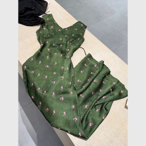 Unique Elegant Green Floral Print Sleeveless Beach Vacation French Waist Dress