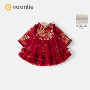 VOONLIE | Đầm Trẻ Em Phong Cách Trung Quốc Mới Ấm Áp