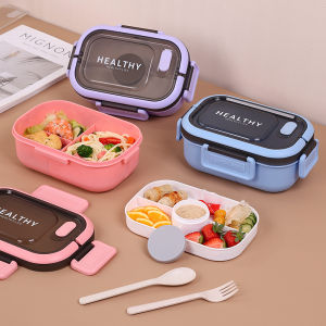 Bento Lunch Box Food Container Double Layer Microwave Safe Leak Resistant Portable Handle Meal Prep School Office