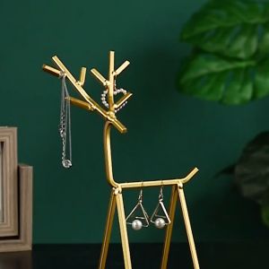 Pajangan Rusa Aksesoris Nordic Gold Deer Jewelry Stand Rack Earrings Necklace Display