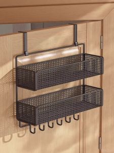 Door Back Hook Entrance Coat Hook Wall Mounted Storage Rack No Drilling Bedroom Door Side Hanging Clothes Rack Iron Material