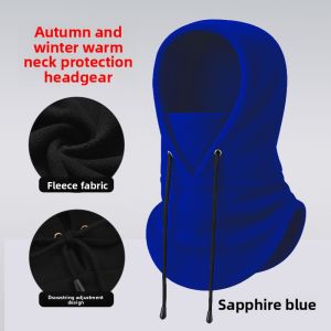 Thermal Fleece Head Cover Multifunctional Drawstring Windproof Cycling Face Mask Neck Gaiter for Outdoor Use
