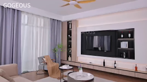 GOGEOUS Kipas Angin Gantung Plafon Modern Dan Sederhana Hias Kendali Jarak Jauh 2IN1 6 Kecepatan 52 Inci Ruang Tamu Meja Makan Kamar Tidur Balkon Hitam Putih Kipas Angin Gantung Plafon Remote