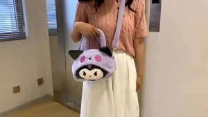 Sanrio Cartoon Shoulder Bags Hello Kitty Kuromi Cinnamoroll Melody Plush Handbag large Capacity