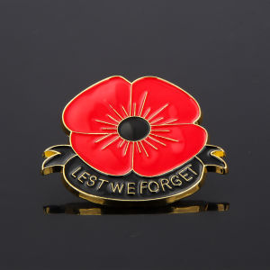 Cartoon Lest We Forget Poppy Flower Brooch Metal Badge Brooch for Women Men Party Fashion Accessories Jewelry Gift