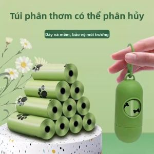 MONLEYTA | Túi rác phân hủy toàn bộ dày cho chó và mèo Túi rác di động cho chó Túi rác cho thú cưng Túi rác cho chó và mèo