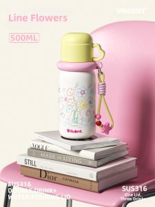 VRIUKNT | Ly Giữ Nhiệt Học Sinh 316 Thép Không Gỉ Có Ống Hút