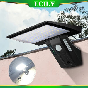 Ecily năng lượng mặt trời đèn an ninh năng lượng mặt trời đèn pha ngoài trời không thấm nước với cảm biến chuyển động 4 chế độ 90 Đèn LED Đèn tường cho hiên sân vườn