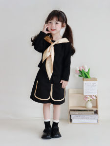 Stylish Korean Version Girls Outfit Long Sleeve Two-Piece Set Spring Autumn Cotton Clothes for Babies Kids Travel Photography