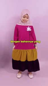 IYAMA 810 Gamis Anak Ivanka Bahan Knit Tempelan Bunga