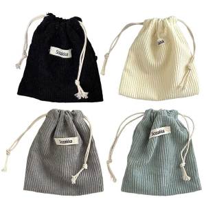 【New Arrival】 Corduroy Storage Bag Solid Color Christmas Gift Package Casual Small Tote Pouch Cosmetic Lipstick Bag Small Coin Purse