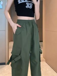 Overalls Female Boyfriend Style Korean Style High Waist Slim Straight Casual American Sports Trousers
