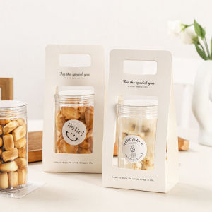 Transparent Plastic Sealed Jar Cookie Dry Fruit Packaging Box Handheld Snack Bag Kitchen Baking Tools DIY Pastry Packaging