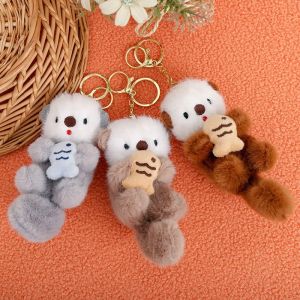 Lovely Otters Plush Pendant Keychain Stylish Backpack Keyrings Pendant for Kid Boy Girl Women Men