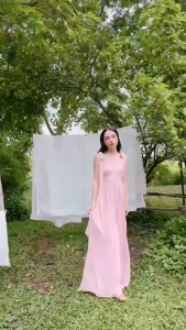 Pretty Pleate Maxi Dress - Pastel Pink