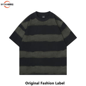 เสื้อยืดคอกลมแขนสั้นผ้าฝ้ายสไตล์อเมริกันสตรีท ทรงหลวม ระบายอากาศได้ดี สำหรับผู้ชาย ฤดูร้อน 2025 แฟชั่น