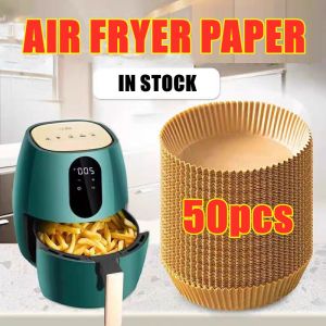 100pcs Useful Air Fryer Baking Oil-proof and Oil-absorbing Paper for Household Barbecue Plate Food Air Fryer Paper Air Fryer Liner Air Fryer Sheet Oil-proof Parchment Paper Non-Stick Air Fryer Liners Baking Sheet 6.3" Paper Disposable
