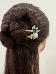U-Shape Butterfly Pearl Hairpin High-Quality Traditional Style Hair Fork Back of Head Hair Styling Tool Hairpin