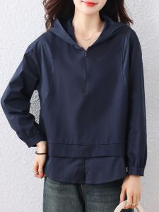 September Stray Ink Casual Hoodie Womens Long Sleeve Fashionable Slimming Spring Design Comfortable Cotton Polyester Blend