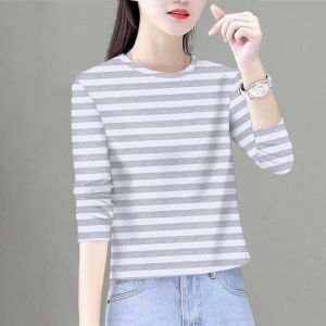 New Long Sleeve 2025 Printed Anti-Wrinkle round Neck Spring Autumn Mom T-Shirt Belly Covering Slimming Versatile Base Shirt Women
