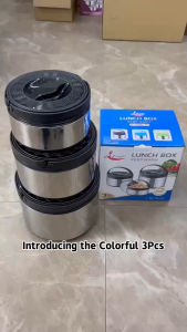 ชุดหม้ออุ่นอาหาร ปิ่นโต ชุดกล่องข้าวเก็บความร้อนสแตนเลส 3 ชิ้นจาก